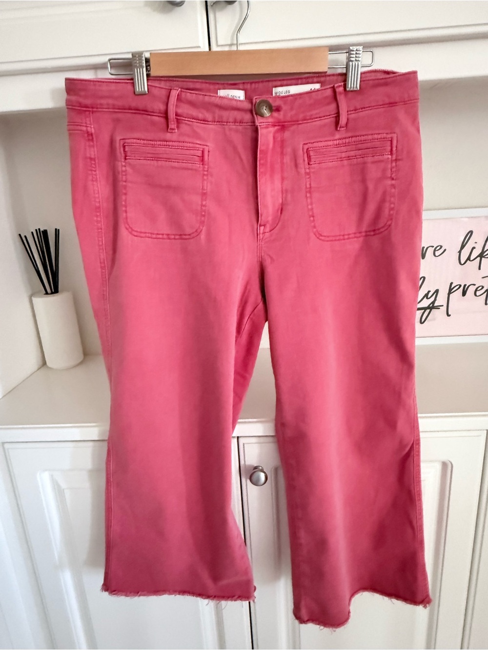 J. Jill Coral Pink Cropped Wide-Leg Jeans